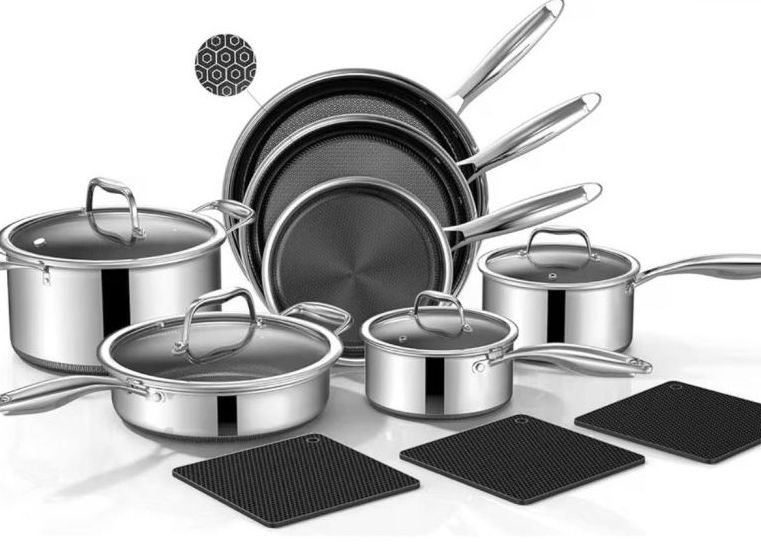 Juego utensilios cocina híbridos acero inoxidable 14 piezas