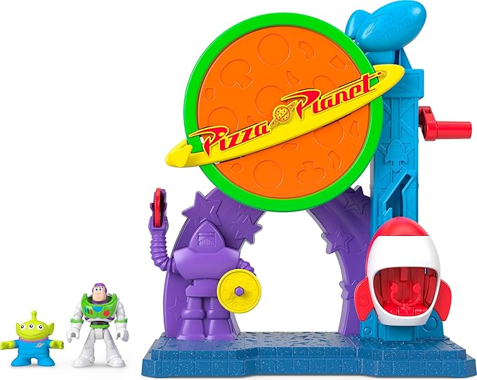 Fisher-Price Imaginext Disney and Pixar Toy Story Pizza Planet Playset with 3-inch Buzz Lightyear & Alien Friend Action
