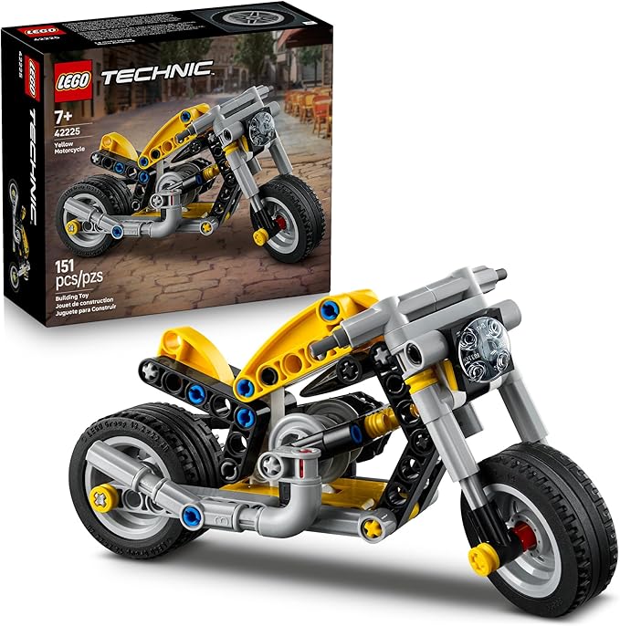 LEGO Technic Yellow Motorcycle Toy - Building Toy for Boys & Girls, Ages 7+ - Model Kit with Detailed Features - Bedroom