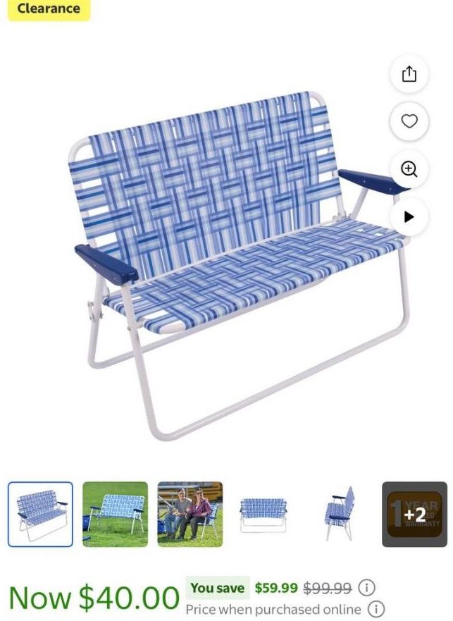 Camp & Go 4x2x3 ft Blue Web Love Seat