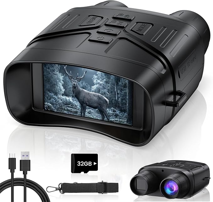 Night Vision Goggles for Adults, 4K Night Vision Binoculars with 5000mAh Rechargeable Battery and 32GB TF Card for Hunti