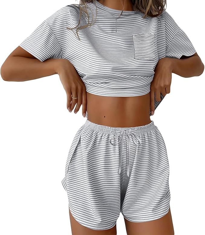 Ekouaer Womens Pajama Sets Sexy Lounge Sets Side Split Short Pj Sets