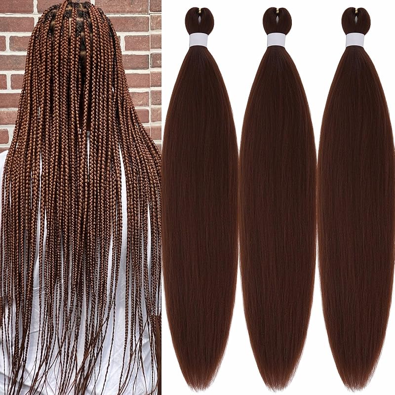 Long Brown Braiding Hair Pre Stretched Color 30 Braiding Hair Extensions For Braids 26 inch Knotless Crochet Braids Synt