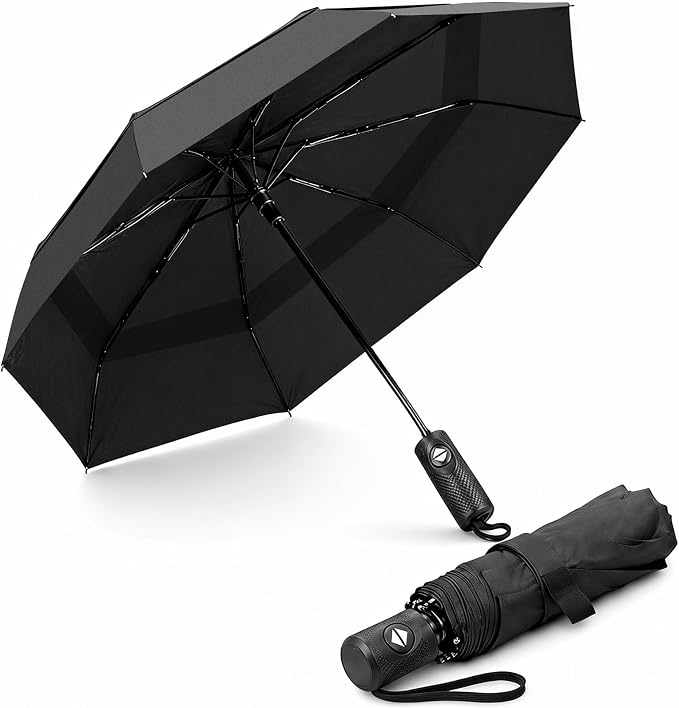Strongest Lightweight Windproof Travel Umbrella - Windproof Sun Rain Umbrella, Automatic Folding Umbrella for Rain, Ligh