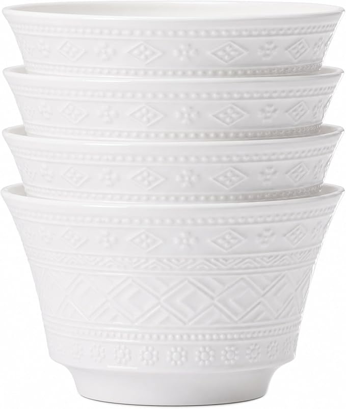 Bone China Soup Bowls Set of 4, 27 oz Cereal Bowls, 6 Inch