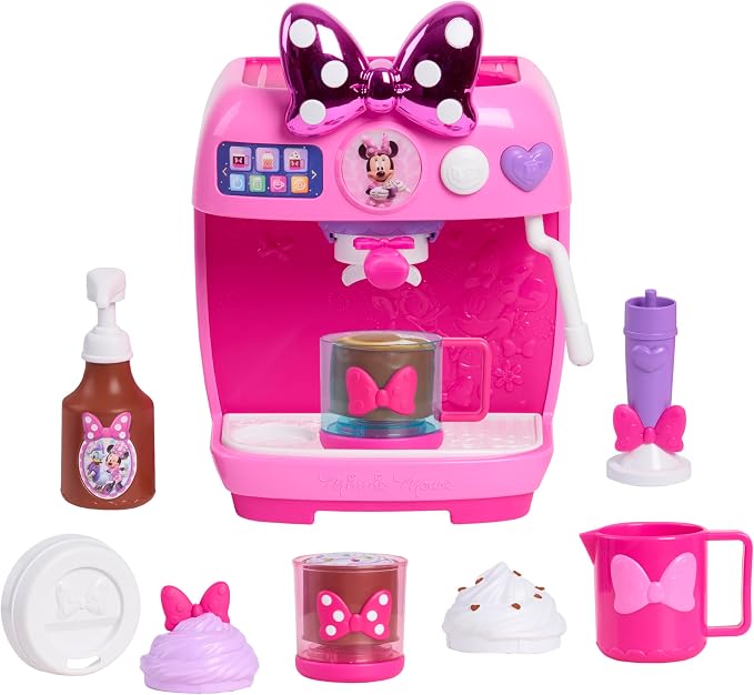 Disney Jr. Minnie Mouse Rise & Shine Bowrista Set, Play Espresso Machine