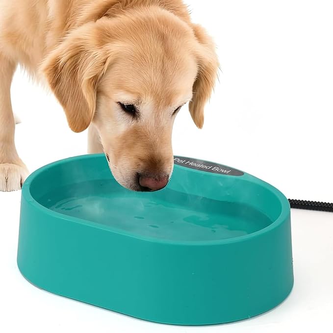125 OZ/3.7L Heated Water Bowl, Large Heated Dog Bowls for Outside, Safety Listed Heated Pet Bowl with Anti-Chew Cord for