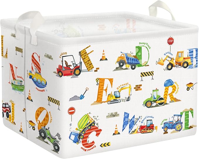 Clastyle Learn Alphabet Kid Storage Basket Foldable Laundry Hamper, 36L Car